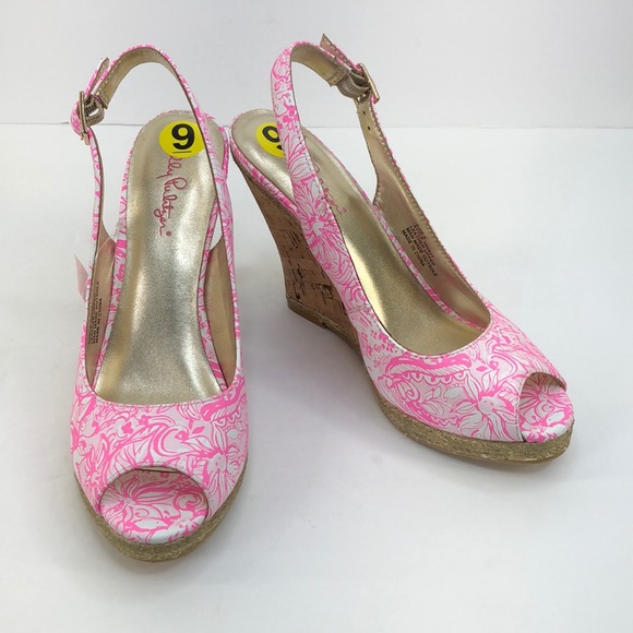 Lilly Pulitzer Shoes - Lilly Pulitzer Pink Krisie Wedges, Size 9
